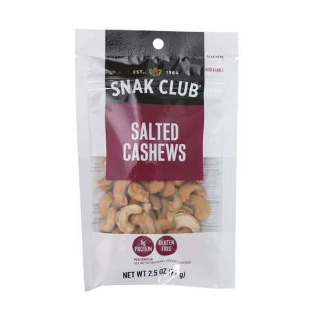 SNAK CLUB Century Snacks Salted Cashews 2.5 oz., PK6 1721330